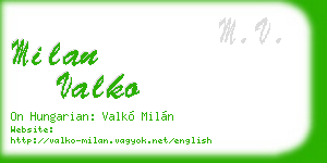 milan valko business card