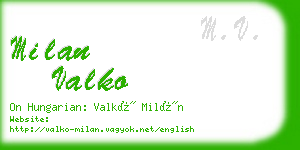 milan valko business card